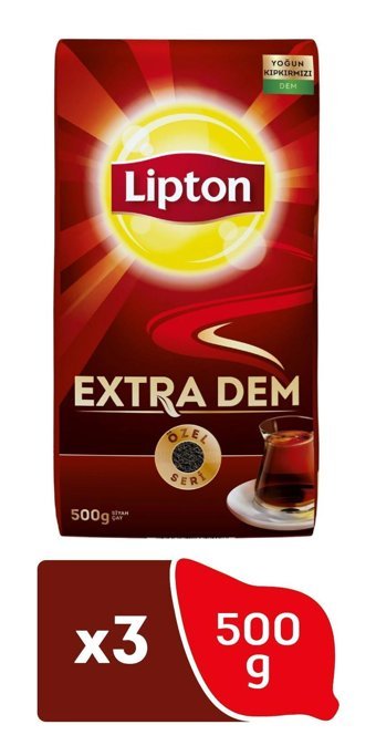 Lipton Extra Dem Siyah Dökme Çay 3x500 gr
