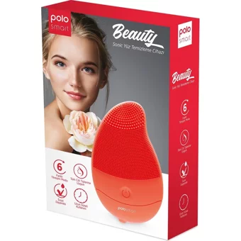 Polosmart Psc08 Tüm Ciltler İçin 1 Başlıklı Fırçalı Silikon Şarjlı Titreşimli Yüz Temizleme Cihazı Kırmızı
