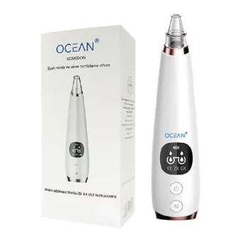 Ocean Tüm Ciltler İçin 4 Başlıklı Pilli Vakumlu Yüz Temizleme Cihazı Beyaz