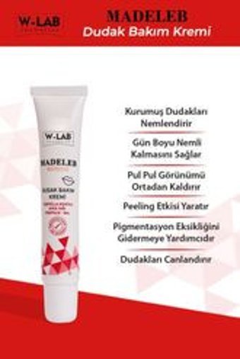 W-Lab Kozmetik Madeleb Yetişkin Dudak Nemlendirici Krem 20 gr