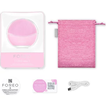 Foreo Luna Mini 3 Tüm Ciltler İçin 1 Başlıklı Fırçalı Silikon Şarjlı Titreşimli Yüz Temizleme Cihazı Pembe