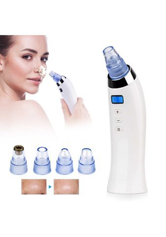 Comede Karma Ciltler İçin 4 Başlıklı Şarjlı Vakumlu Yüz Temizleme Cihazı Beyaz
