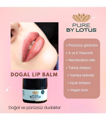 Pure By Lotus Doğal Vanilyalı Yetişkin Dudak Nemlendirici Krem 10 gr