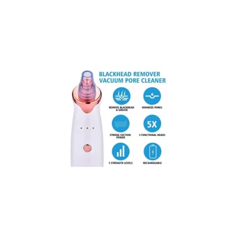 Xinh Blackhead Remover 500 mAH Tüm Ciltler İçin 4 Başlıklı Şarjlı Vakumlu Yüz Temizleme Cihazı Beyaz