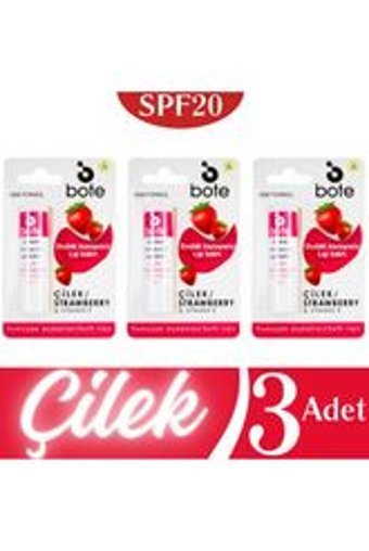 Bote Çilekli Yetişkin Dudak Nemlendirici Krem 3x5 gr