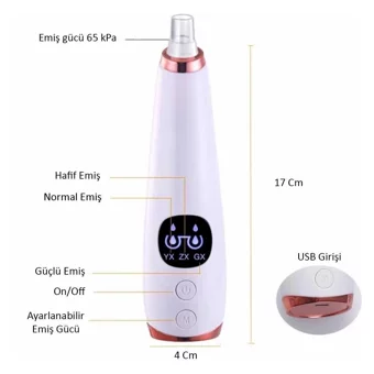 Axii Karma Ciltler İçin 6 Başlıklı Şarjlı Vakumlu Yüz Temizleme Cihazı Beyaz