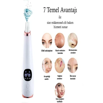Axii Karma Ciltler İçin 6 Başlıklı Şarjlı Vakumlu Yüz Temizleme Cihazı Beyaz