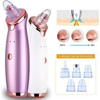 Xinh 450 mAH Tüm Ciltler İçin 5 Başlıklı Şarjlı Vakumlu Yüz Temizleme Cihazı Pembe