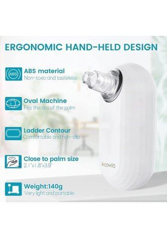 Acowild Mini 4 Prob Karma Ciltler İçin 4 Başlıklı Şarjlı Vakumlu Yüz Temizleme Cihazı Beyaz