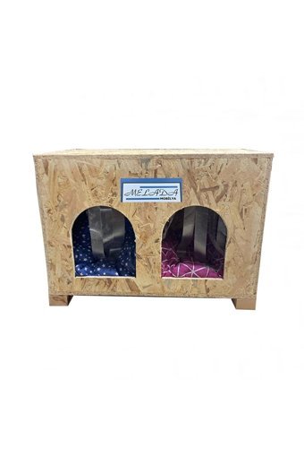Melada Mobilya 61x41x36 cm İkili Dikdörtgen Su Geçirmez Dış Mekan Kedi Evi Ahşap Rengi