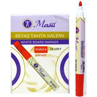 Masis WM02 12 Adet Doldurulabilir Silinebilir Kırmızı Tahta Kalemi