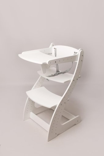 Starly Wood Ahşap 3 Noktalı Emniyet Kemeri 30 kg Kapasiteli Tepsili Oturaklı Yükselticili Mama Sandalyesi Beyaz