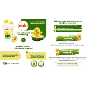 Dalin Nem Ve Koruma Avokadolu Hipoalerjenik Bebek Masaj Yağı 12x300 ml