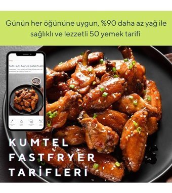 Kumtel HAF-10 XXL Airfryer 12 lt Tek Hazneli Yağsız Siyah Sıcak Hava Firtözü