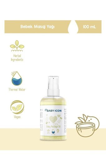 Baby Icon Organik Hindistan Cevizli Lavantalı Vegan Bebek Masaj Yağı 100 ml