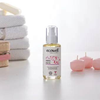 Ecowell Organik Organik Susam Yağlı Organik Vişne Yağlı Panthenollu Vegan Bebek Masaj Yağı 100 ml