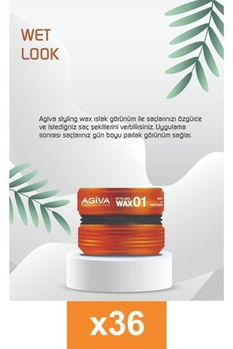 Agiva No:01 Parlak Krem Hafif Organik Vegan 36x155 ml Wax