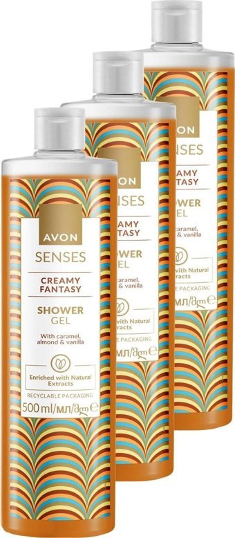 Avon Senses Bademli-Karamelli-Vanilyalı Duş Jeli 3x500 ml