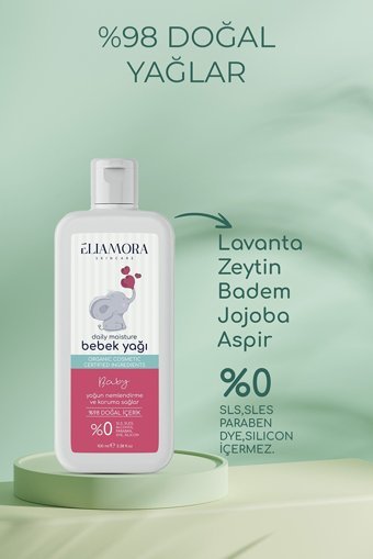 Eliamora Baby Organik Aspirli Bademli Lavantalı Zeytinyağlı Jojoba Yağlı Bebek Masaj Yağı 100 ml