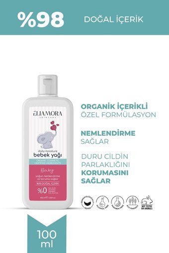 Eliamora Baby Organik Aspirli Bademli Lavantalı Zeytinyağlı Jojoba Yağlı Bebek Masaj Yağı 100 ml