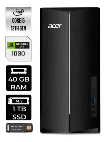 Acer Aspire DT.BHUEM.005 Harici GeForce GT 1030 Intel Core i5 12400 40 GB Ram 1 TB SSD Tower Windows 11 Home Masaüstü Bilgisayar + PER4 BELLEK