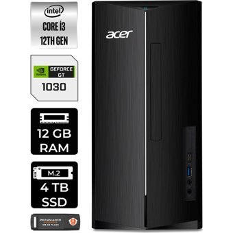 Acer Aspire TC1760 DTBHUEM004P310 Harici GeForce GT 1030 Intel Core i3 12100 12 GB Ram 4 TB SSD Tower FreeDos Masaüstü Bilgisayar + PER4 BELLEK