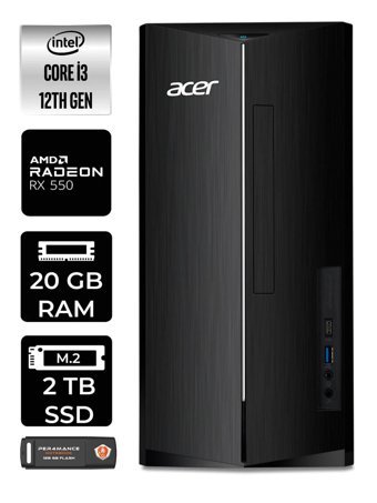 Acer Aspire DT.BHUEM.004 Harici Radeon RX 550 Intel Core i3 12100 20 GB Ram 2 TB SSD Tower FreeDos Masaüstü Bilgisayar + PER4 BELLEK