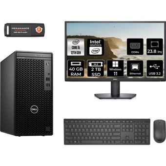 Dell OptiPlex 3000MT N010O3000MTACMNT389 Dahili Intel UHD Graphics Intel Core i5 12500 40 GB Ram 2 TB SSD Tower Windows 11 Home 23.8 inç Monitörlü Masaüstü Bilgisayar + PER4 BELLEK