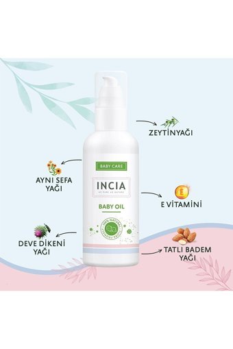 Incia E Vitaminli Deve Dikenli Tatlı Bademli Vegan Bebek Masaj Yağı 2x110 ml