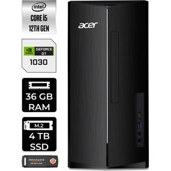Acer Aspire TC1760 DTBHUEM005P385 Harici GeForce GT 1030 Intel Core i5 12400 36 GB Ram 4 TB SSD Tower Windows 11 Home Masaüstü Bilgisayar + PER4 BELLEK