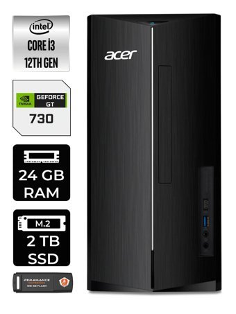 Acer Aspire DT.BHUEM.004 Harici GeForce GT 730 4 GB Intel Core i3 12100 24 GB Ram 2 TB SSD Tower Windows 11 Home Masaüstü Bilgisayar + PER4 BELLEK