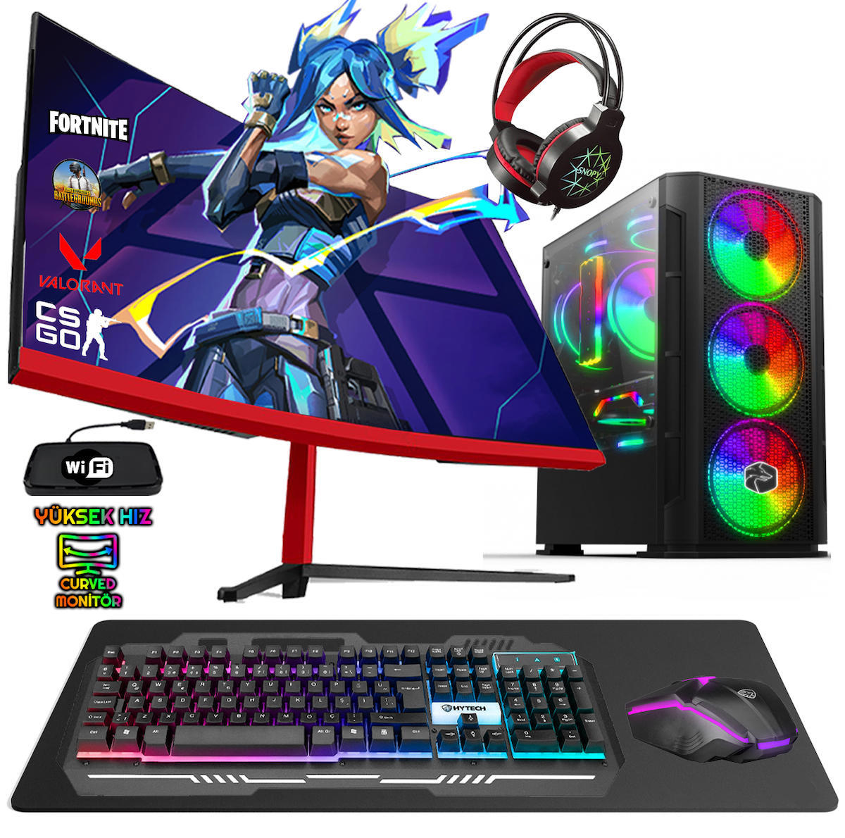 Biggamex SL46 Harici GeForce GTX 1660 Super AMD Ryzen 5 3600 32 GB Ram 1 TB SSD Tower FreeDos 23.8 inç Monitörlü Masaüstü Bilgisayar