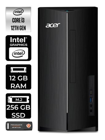 Acer Aspire TC1760 DT.BHUEM.004 Dahili Intel UHD Graphics Intel Core i3 12100 12 GB Ram 256 GB SSD Tower Windows 11 Home Masaüstü Bilgisayar + PER4 BELLEK