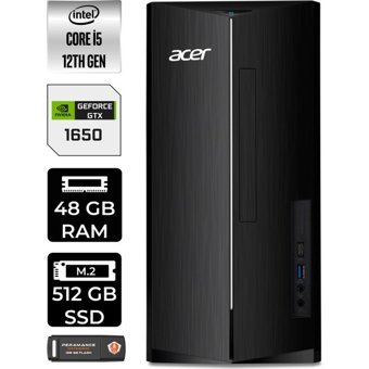 Acer Aspire TC1760 DTBHUEM005P442 Harici GeForce GTX 1650 Intel Core i5 12400 48 GB Ram 512 GB SSD Tower Windows 11 Pro Masaüstü Bilgisayar + PER4 BELLEK