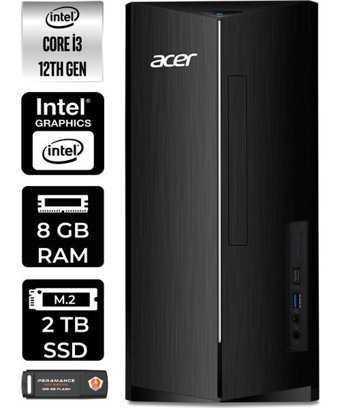 Acer Aspire TC1760 DTBHUEM004P304 Dahili Intel UHD Graphics Intel Core i3 12100 8 GB Ram 2 TB SSD Tower FreeDos Masaüstü Bilgisayar + PER4 BELLEK