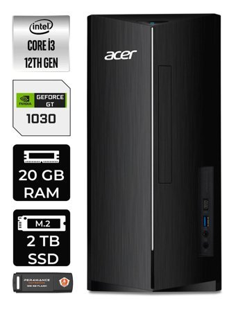 Acer Aspire DT.BHUEM.004 Harici GeForce GT 1030 Intel Core i3 12100 20 GB Ram 2 TB SSD Tower Windows 11 Home Masaüstü Bilgisayar + PER4 BELLEK