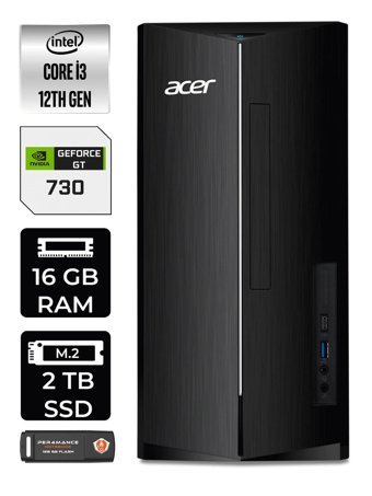 Acer Aspire DT.BHUEM.004 Harici GeForce GT 730 4 GB Intel Core i3 12100 16 GB Ram 2 TB SSD Tower Windows 11 Pro Masaüstü Bilgisayar + PER4 BELLEK