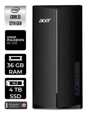 Acer Aspire DT.BHUEM.004 Harici Radeon RX 550 Intel Core i3 12100 36 GB Ram 4 TB SSD Tower Windows 11 Pro Masaüstü Bilgisayar + PER4 BELLEK