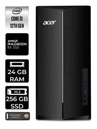 Acer Aspire DT.BHUEM.004 Harici Radeon RX 550 Intel Core i3 12100 24 GB Ram 256 GB SSD Tower Windows 11 Pro Masaüstü Bilgisayar + PER4 BELLEK