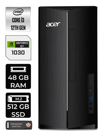 Acer Aspire DT.BHUEM.004 Harici GeForce GT 1030 Intel Core i3 12100 48 GB Ram 512 GB SSD Tower Windows 11 Home Masaüstü Bilgisayar + PER4 BELLEK