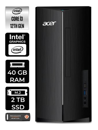 Acer Aspire TC1760 DT.BHUEM.004 Dahili Intel UHD Graphics Intel Core i3 12100 40 GB Ram 2 TB SSD Tower Windows 11 Home Masaüstü Bilgisayar + PER4 BELLEK