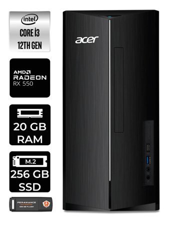 Acer Aspire DT.BHUEM.004 Harici Radeon RX 550 Intel Core i3 12100 20 GB Ram 256 GB SSD Tower Windows 11 Pro Masaüstü Bilgisayar + PER4 BELLEK