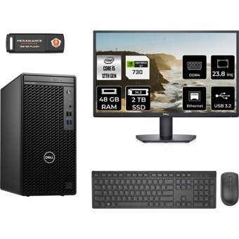 Dell OptiPlex 3000MT N010O3000MTACMNT2344 Harici GeForce GT 730 4 GB Intel Core i5 12500 48 GB Ram 2 TB SSD Tower FreeDos 23.8 inç Monitörlü Masaüstü Bilgisayar + PER4 BELLEK
