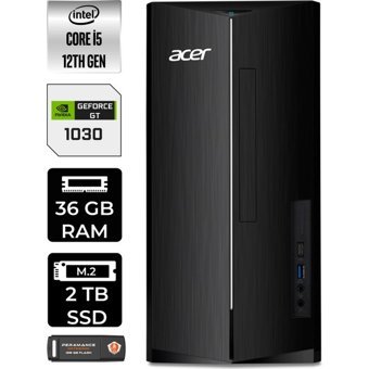 Acer Aspire TC1760 DTBHUEM005P334 Harici GeForce GT 1030 Intel Core i5 12400 36 GB Ram 2 TB SSD Tower FreeDos Masaüstü Bilgisayar + PER4 BELLEK