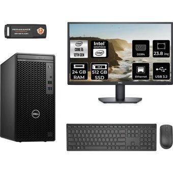 Dell OptiPlex 3000MT N010O3000MTACMNT322 Dahili Intel UHD Graphics Intel Core i5 12500 24 GB Ram 512 GB SSD Tower FreeDos 23.8 inç Monitörlü Masaüstü Bilgisayar + PER4 BELLEK