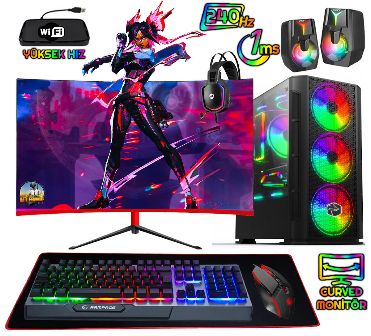 Biggamex BGX33 Harici GeForce RTX 3050 AMD Ryzen 5 3600 32 GB Ram DDR4 512 GB SSD Tower FreeDos Masaüstü Bilgisayar