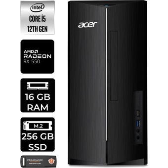 Acer Aspire TC1760 DTBHUEM005P411 Harici Radeon RX 550 Intel Core i5 12400 16 GB Ram 256 GB SSD Tower Windows 11 Pro Masaüstü Bilgisayar + PER4 BELLEK