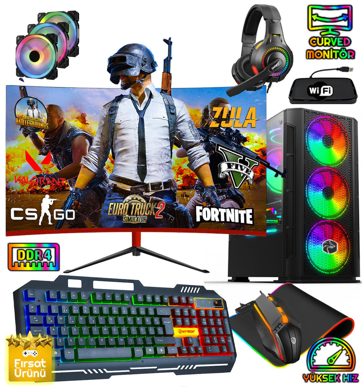 Biggamex DG85 Harici GeForce RTX 3050 Intel Core i5 10400F 16 GB Ram 512 GB SSD Tower FreeDos 23.8 inç Monitörlü Masaüstü Bilgisayar