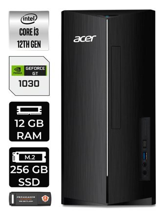 Acer Aspire DT.BHUEM.004 Harici GeForce GT 1030 Intel Core i3 12100 12 GB Ram 256 GB SSD Tower Windows 11 Pro Masaüstü Bilgisayar + PER4 BELLEK
