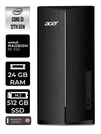 Acer Aspire DT.BHUEM.004 Harici Radeon RX 550 Intel Core i3 12100 24 GB Ram 512 GB SSD Tower FreeDos Masaüstü Bilgisayar + PER4 BELLEK